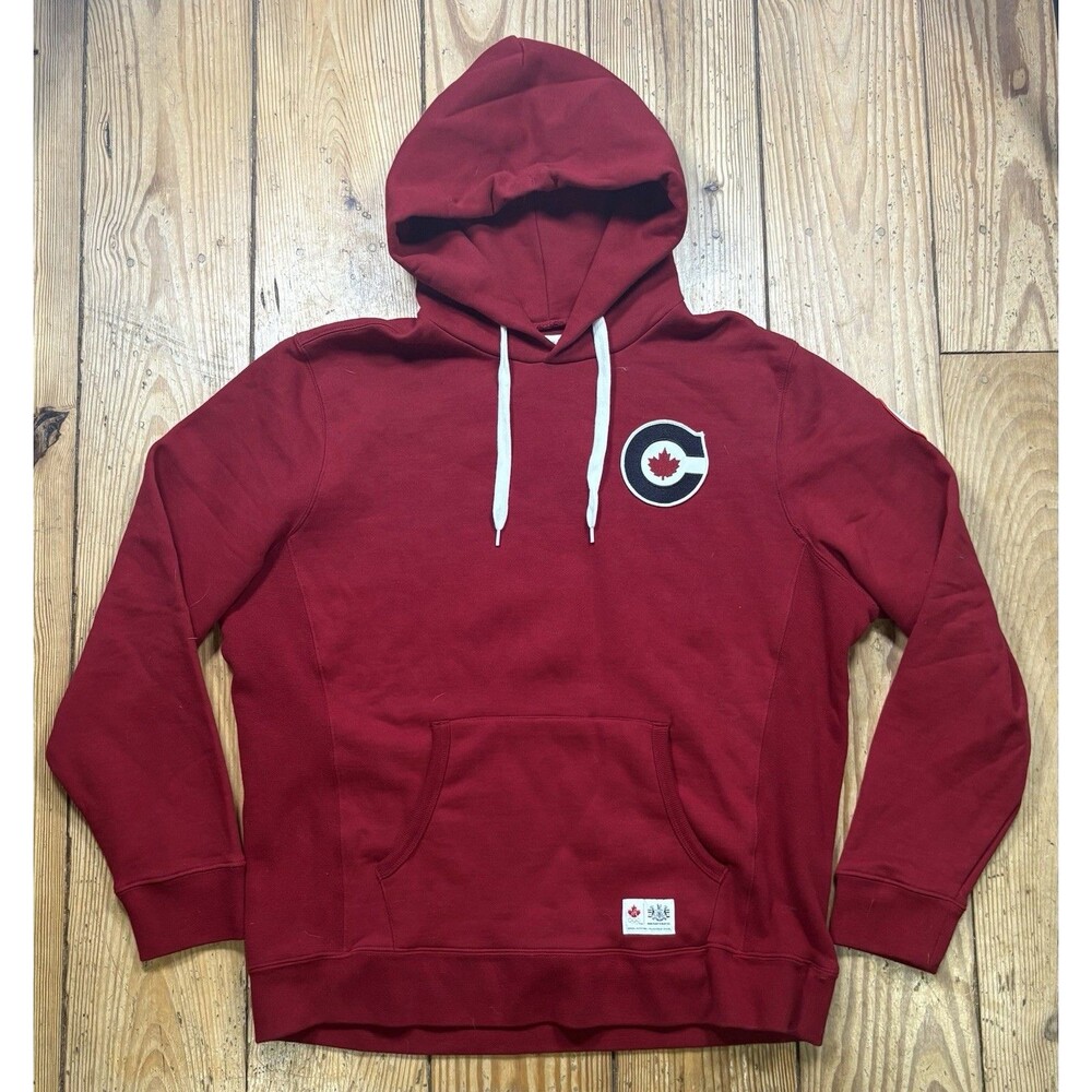 Hudson's Bay Co. Olympic Hoodie Mens CL Red Team Canada Sweatshirt Fleece Patch
